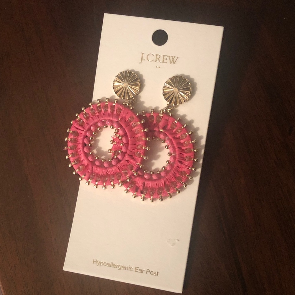 J. Crew Factory NWT Vibrant Pink and Gold Statement Earrings